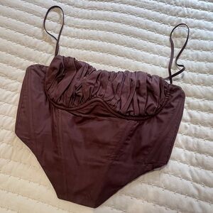Mistress Rocks House of CB Cropped Corset Top in Brown Size XS